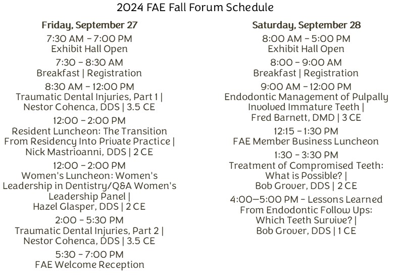 2024 Fall Forum Schedule